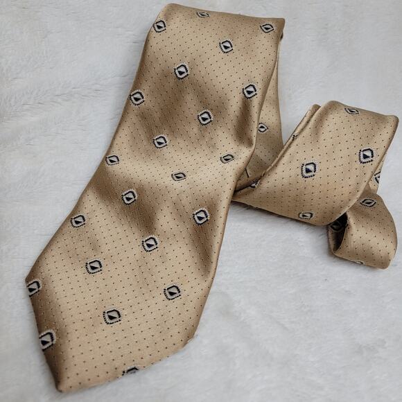 VTG 70s Golden Clasp by Prince Consort Gold Wide Kipper Polyester Point Neck Tie - Picture 12 of 12